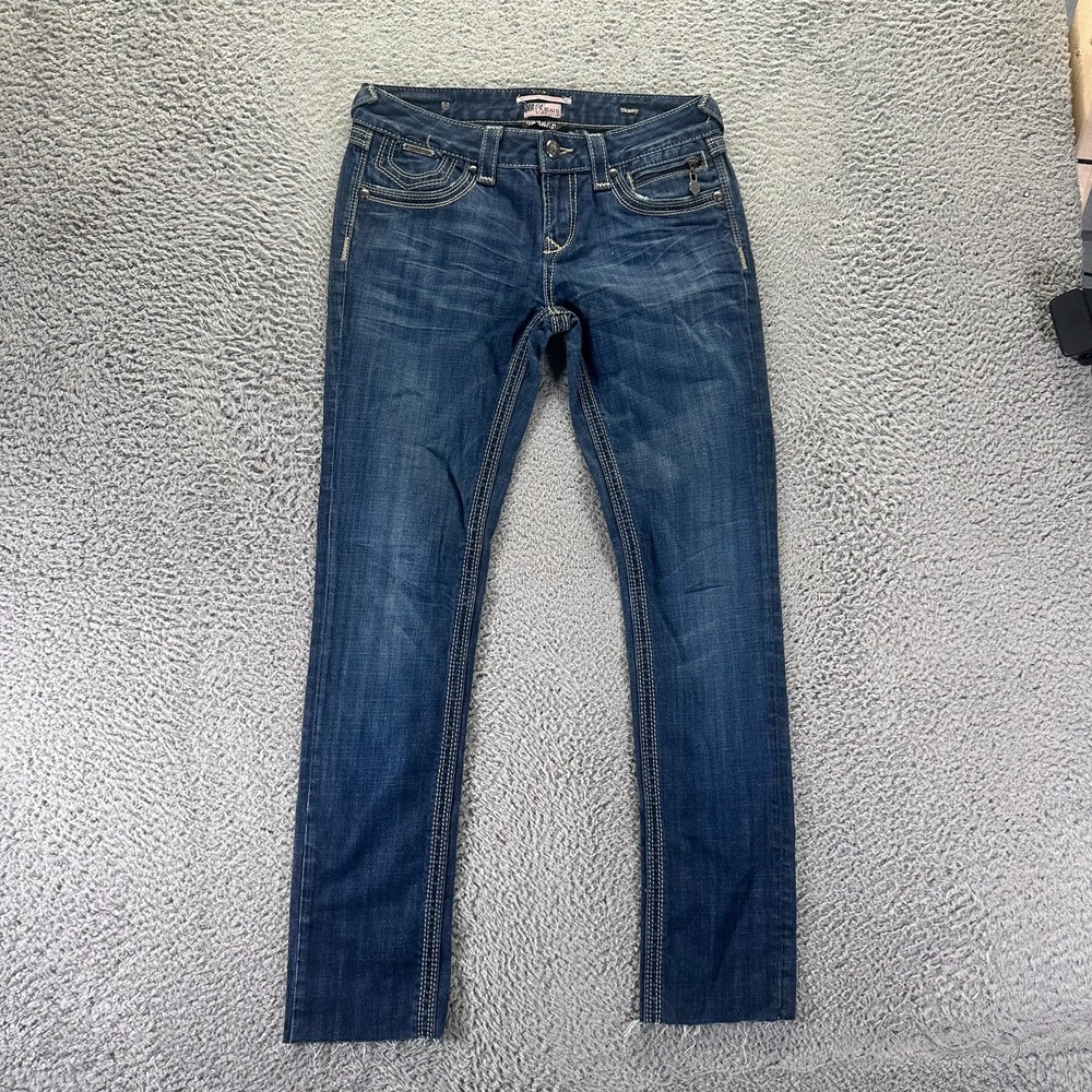 Rerock for Express Jeans Womens 6 Blue Cotton Denim Skinny Faded Western Cowgirl